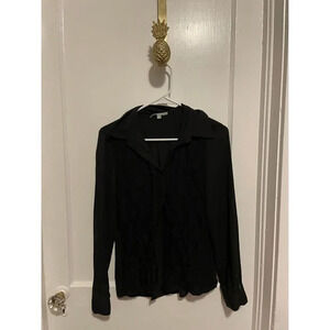 NY Collection Women’s Size Petite Medium Black Lace Blouse